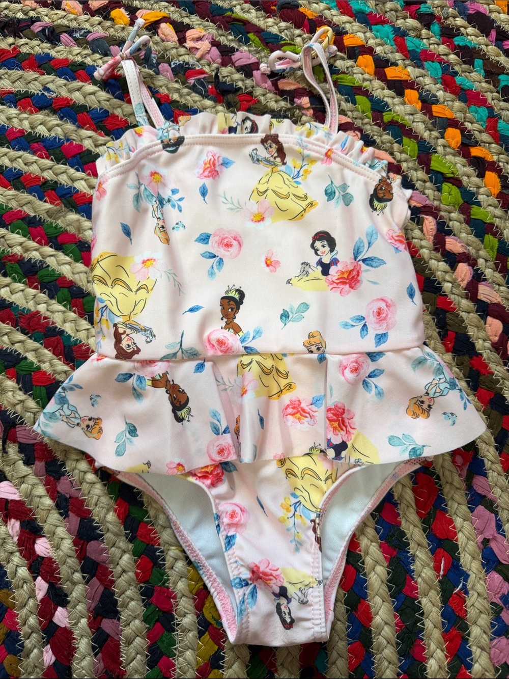 Disney Pink Floral Princess Ruffle One-Piece Swimsuit -2T